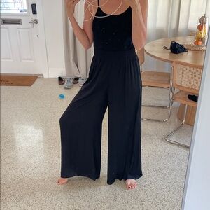 Zara silky Black Wide-Leg Pants